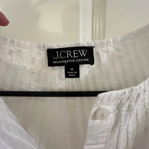 J. Crew Cropped White Eyelet Button-Front Cotton Blouse - Picture 4 of 7